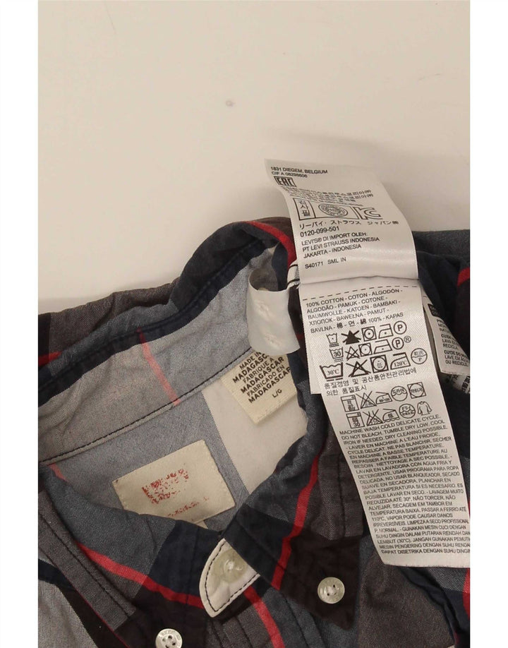Camisa masculina Levi's grande xadrez azul marinho de algodão