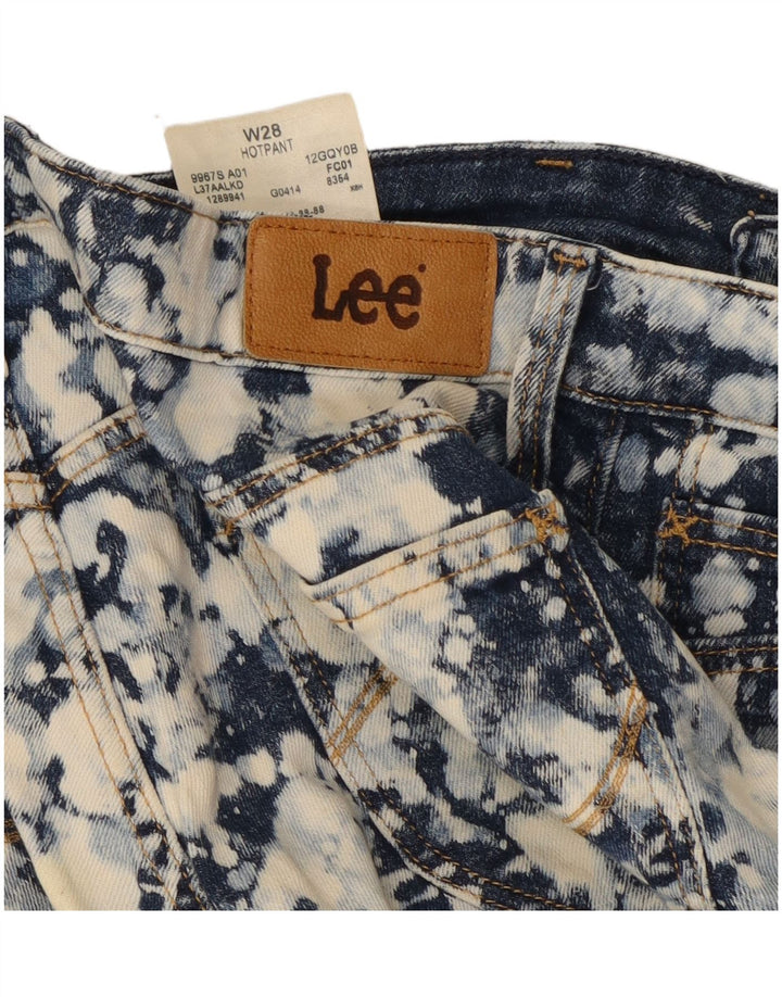 Lee Womens Denim Hot Pants W28 Médio Azul Marinho Tie Dye Algodão