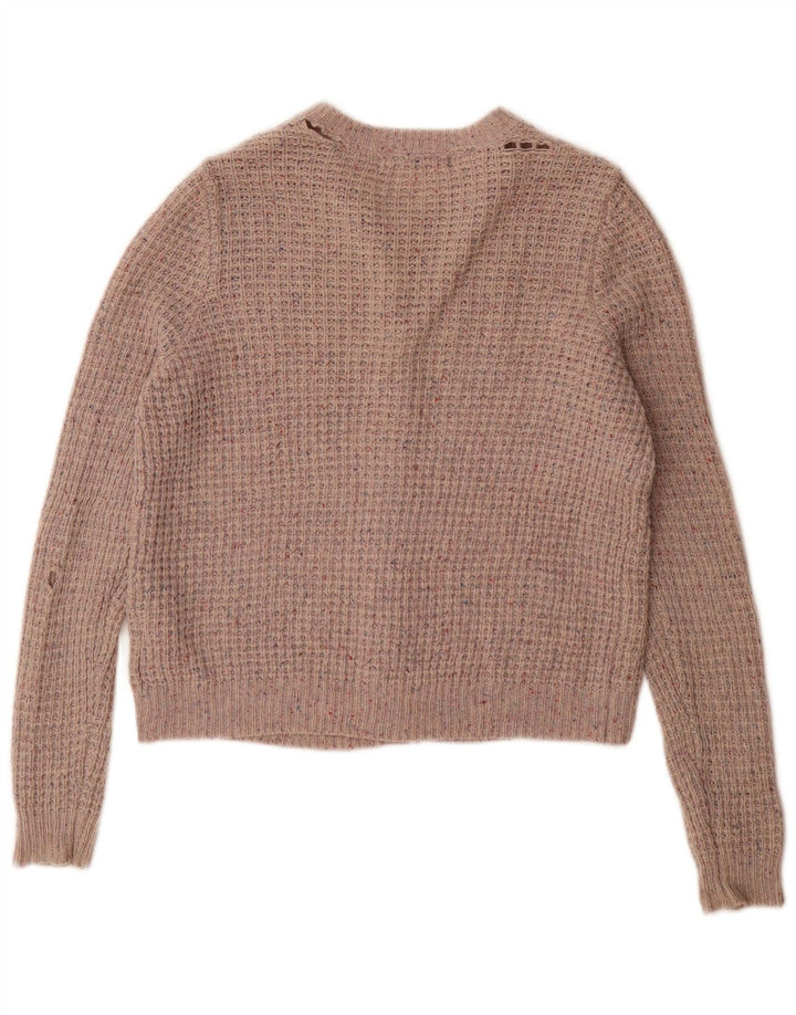 Suéter cardigã feminino Marks & Spencer Reino Unido 14 grande lã manchada cinza