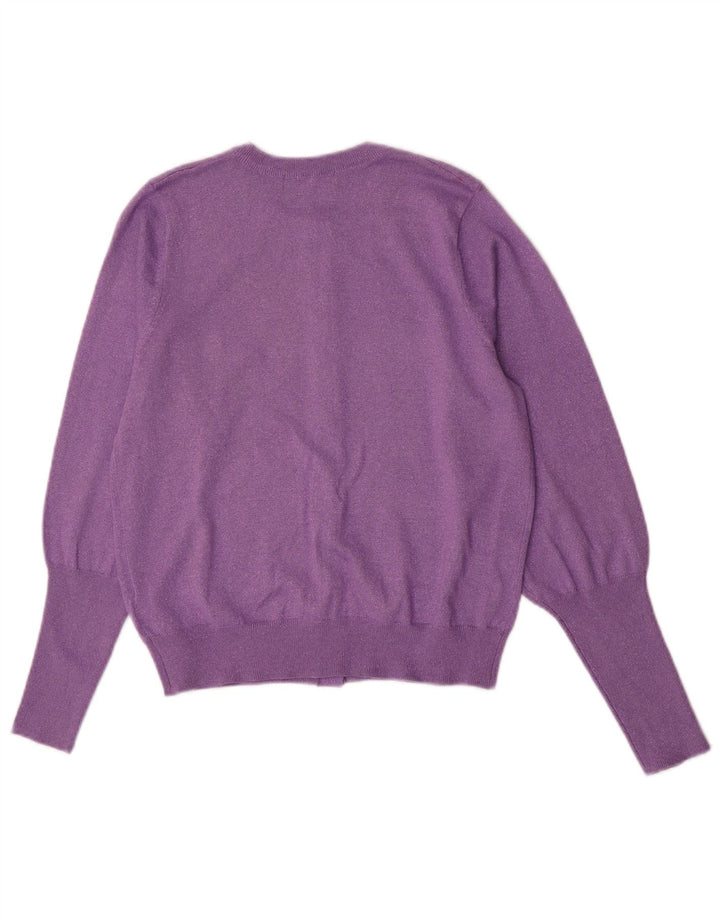 Suéter cardigã feminino Marks & Spencer UK 12 viscose roxa média
