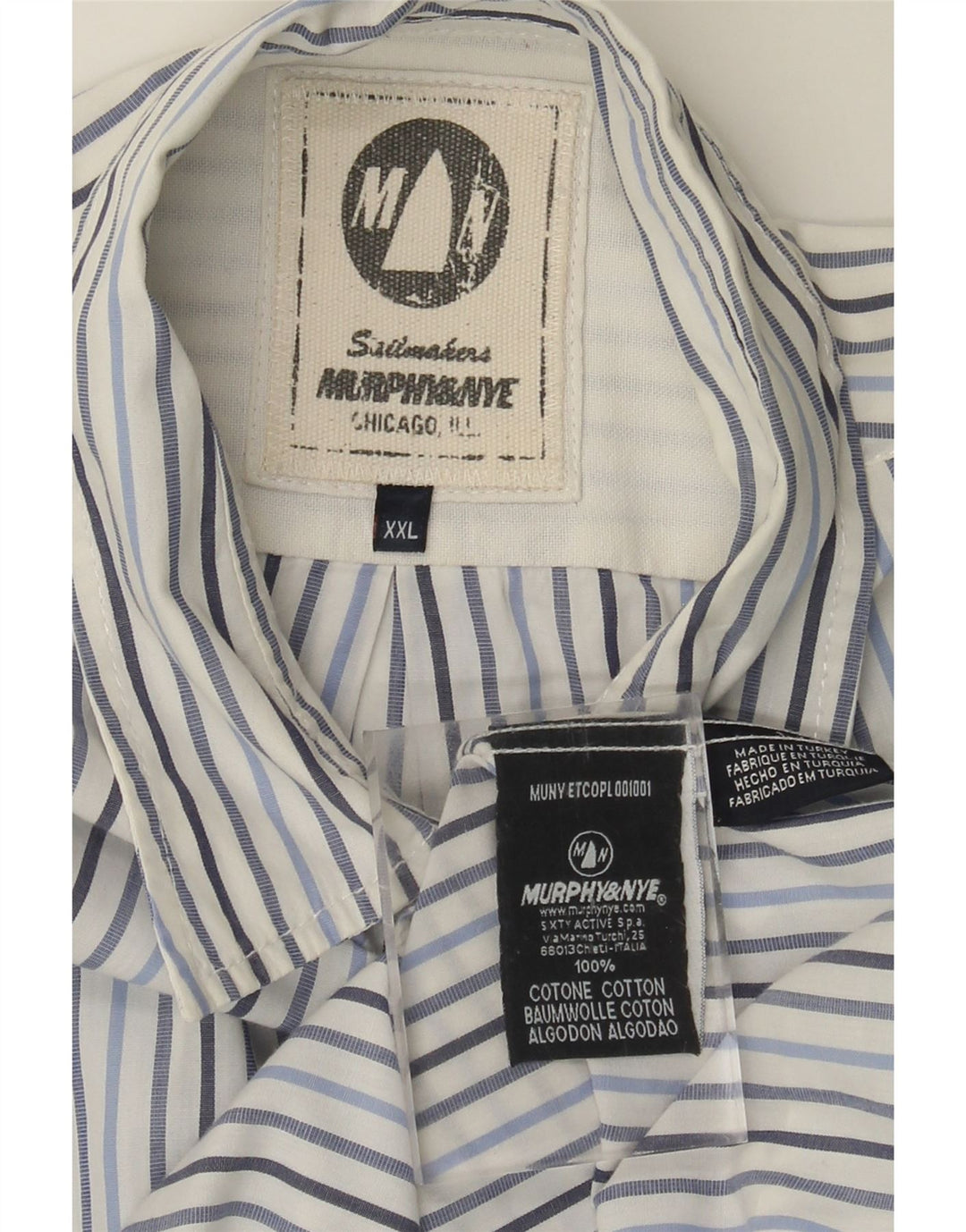Camisa masculina MURPHY & NYE 2XL algodão listrado azul