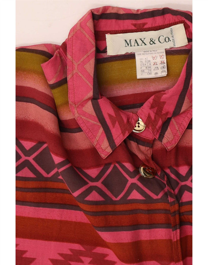 Max&Co. Camisa feminina manga curta UK 12 média multicolorida geométrica