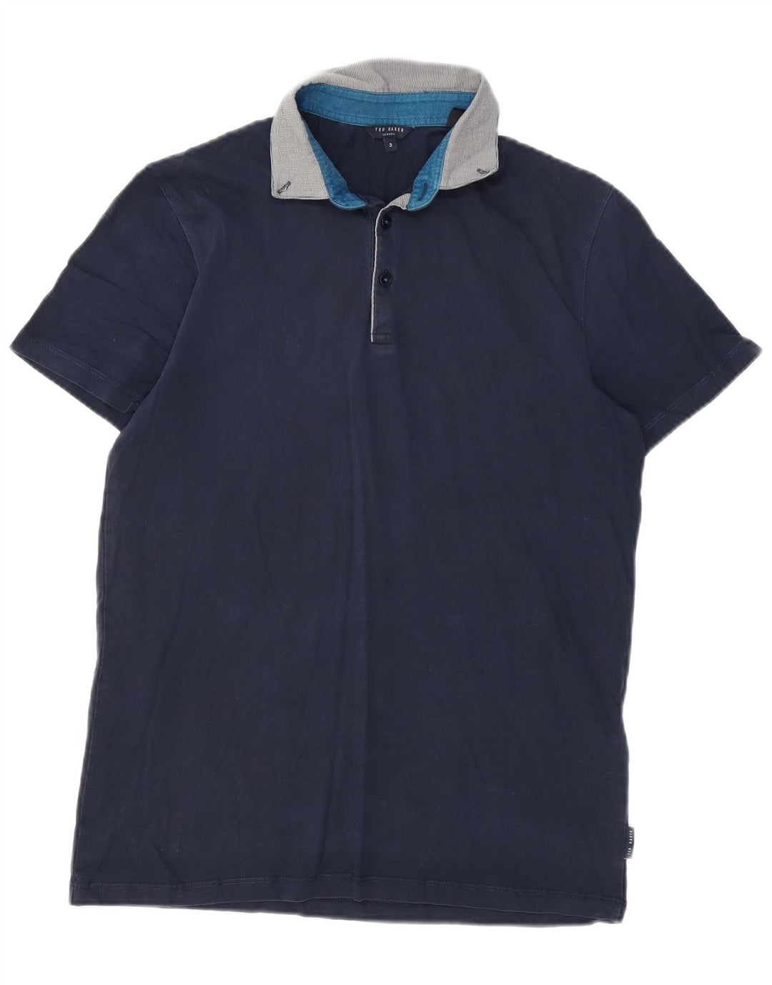 Camisa polo masculina Ted Baker tamanho 3 médio algodão azul marinho