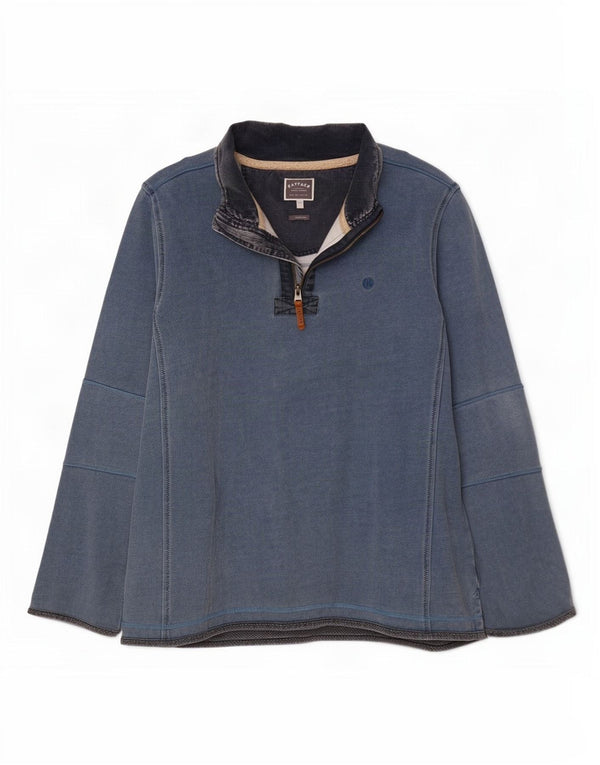 Fat Face Mens Zip Neck Sweatshirt Jumper 2XL Blue Cotton