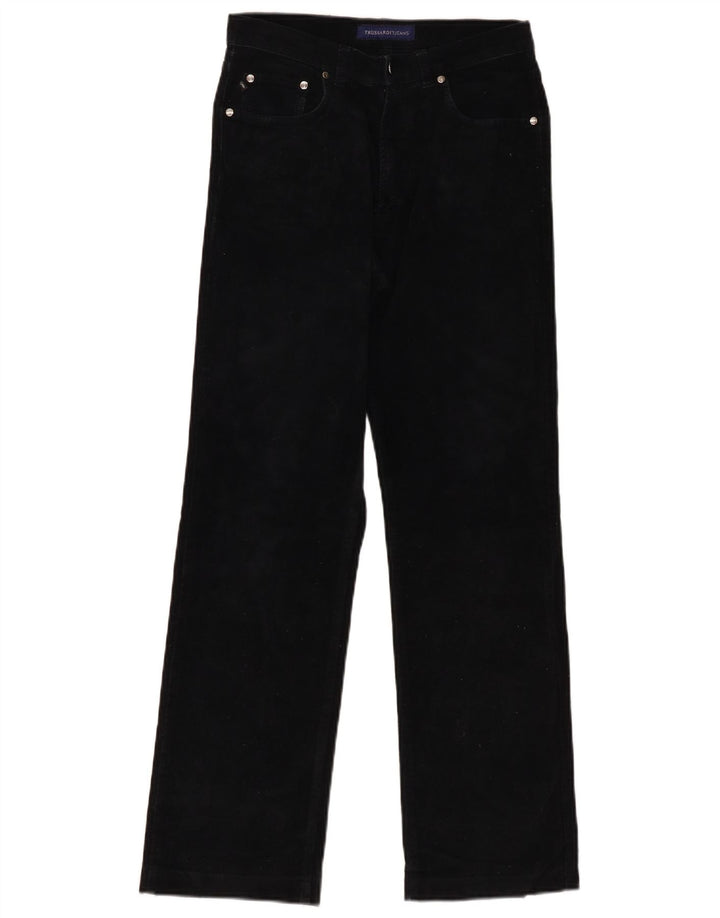 Calça feminina reta casual TRUSSARDI W30 L30 algodão preto