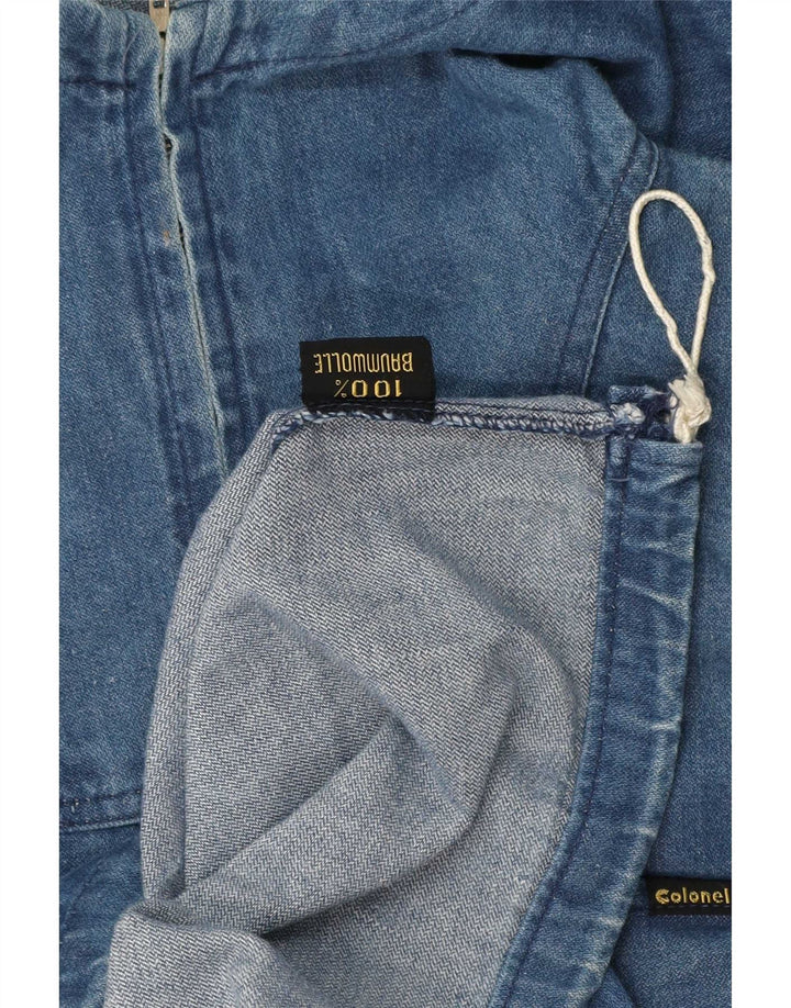 Jaqueta jeans masculina vintage com capuz pulôver UK 42 XL algodão azul