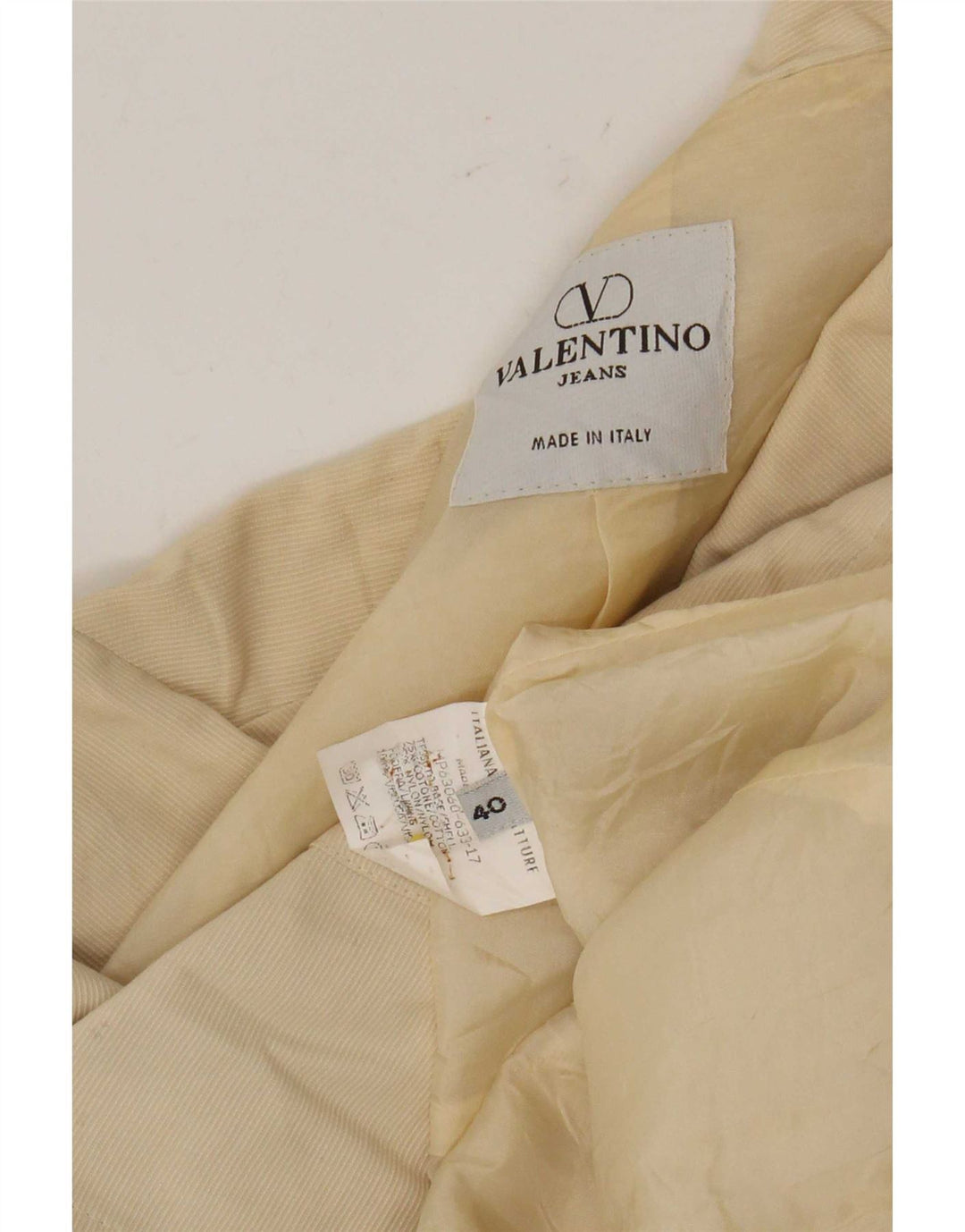 Jaqueta Blazer Feminina Valentino com 3 Botões IT 40 Pequena Risca Bege