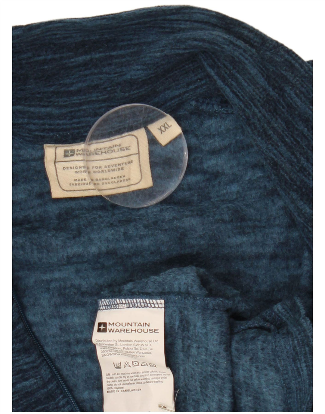 MOUNTAIN WAREHOUSE Suéter masculino de lã com zíper e gola 2XL poliéster manchado azul