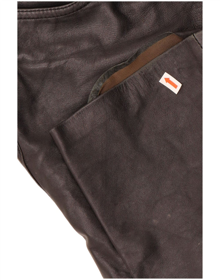 Calça reta feminina VINTAGE IT 42 médio W28 L29 couro preto