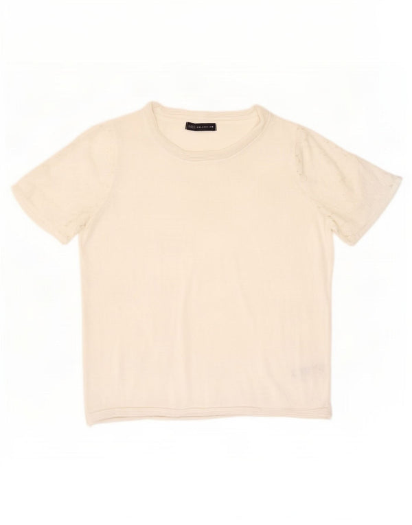 Marks & Spencer Blusa feminina de manga curta Top UK 12 Viscose branca média