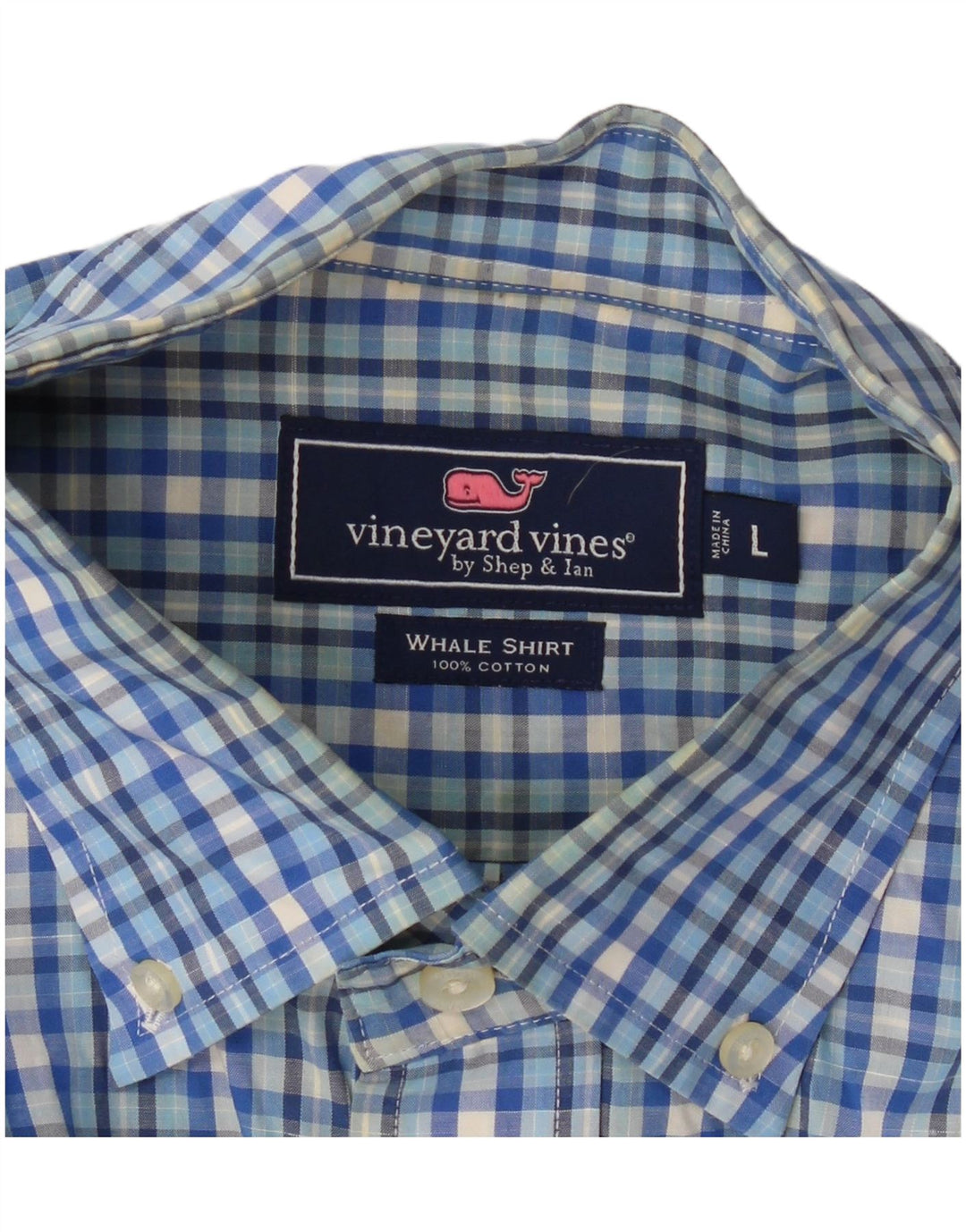 Camisa masculina VINEYARD VINES grande algodão xadrez azul