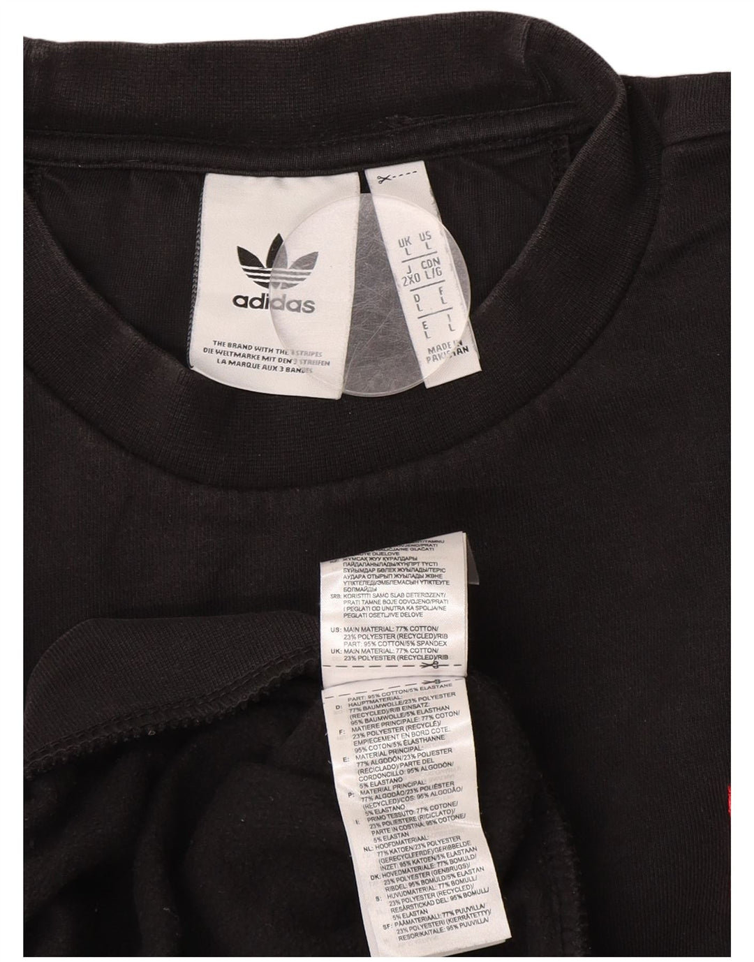 ADIDAS Mens Moletom Jumper Grande Algodão Preto