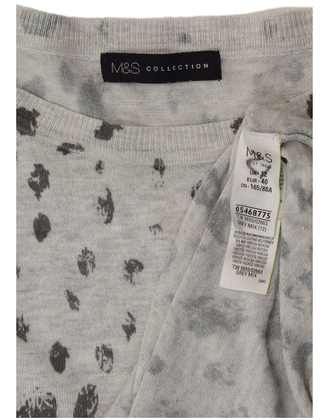 Suéter feminino Marks & Spencer com gola canoa Reino Unido 12 cinza médio
