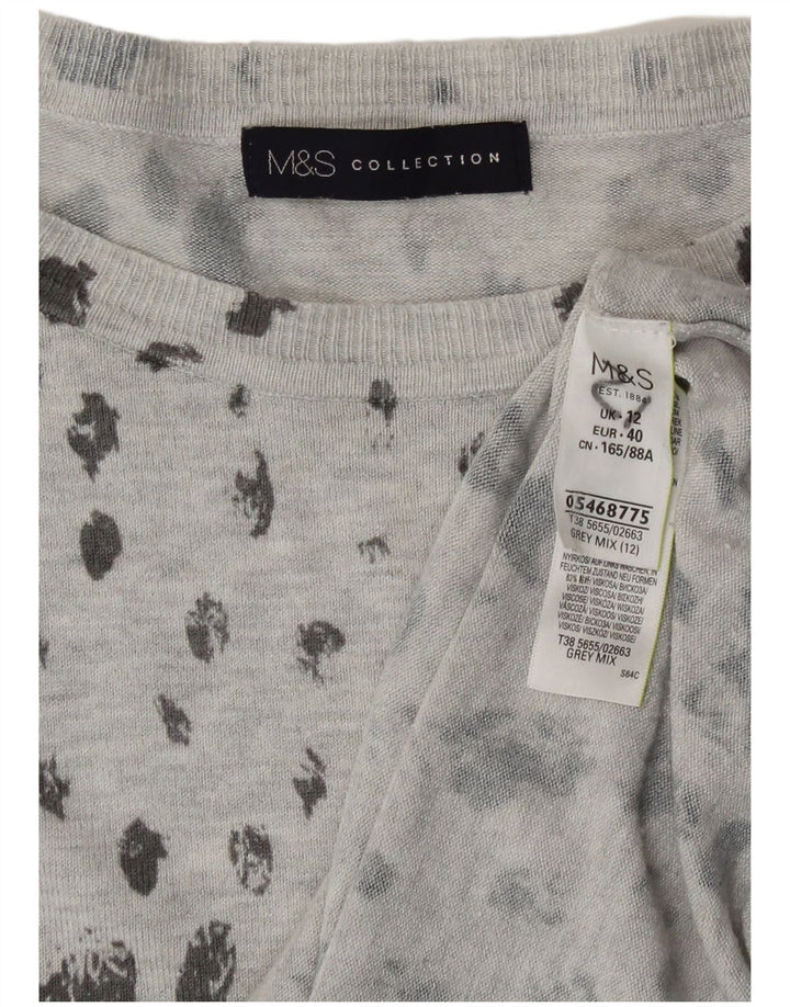 Suéter feminino Marks & Spencer com gola canoa Reino Unido 12 cinza médio