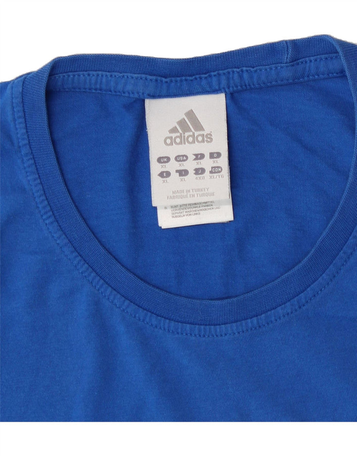 ADIDAS Mens Graphic T-Shirt Top XL Blue Cotton Vintage Adidas and Second-Hand Adidas from Messina Hembry 