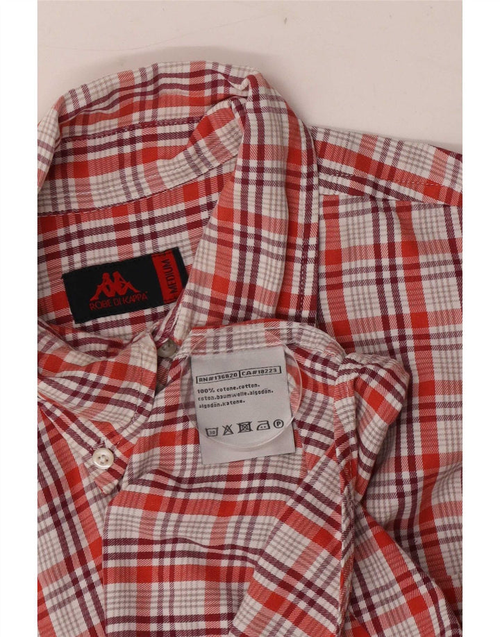 Camisa masculina Kappa de algodão xadrez vermelho médio