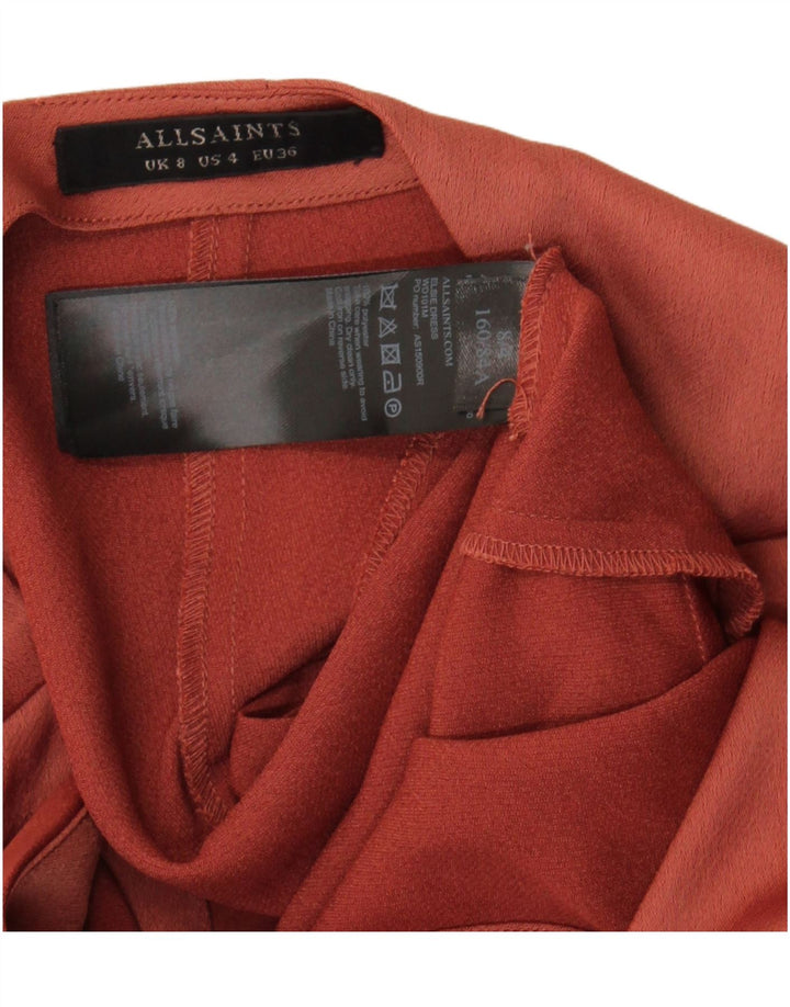 Vestido bodycon feminino All Saints UK 8 pequeno poliéster vermelho