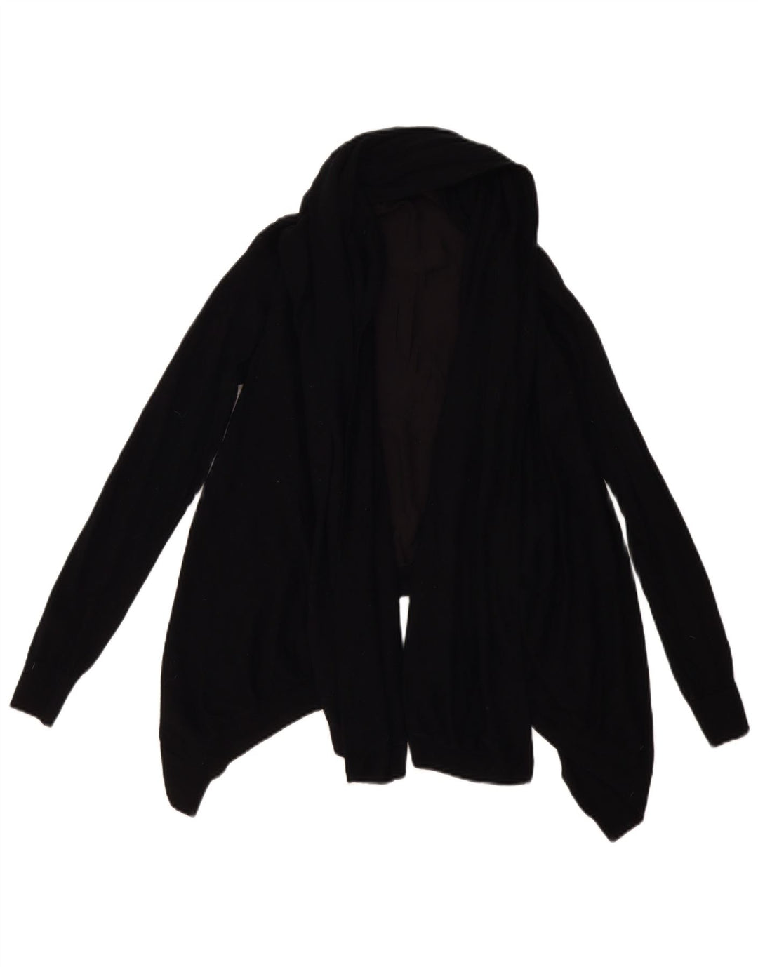 Suéter cardigã feminino assimétrico aberto ALL SAINTS Reino Unido 10 lã preta pequena