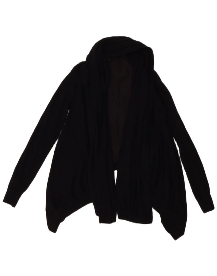 Suéter cardigã feminino assimétrico aberto ALL SAINTS Reino Unido 10 lã preta pequena
