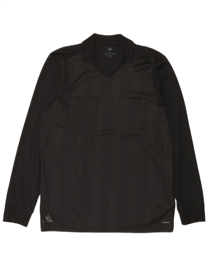Adidas Mens Climalite Top Manga Longa Grande Listrado Preto Poliéster