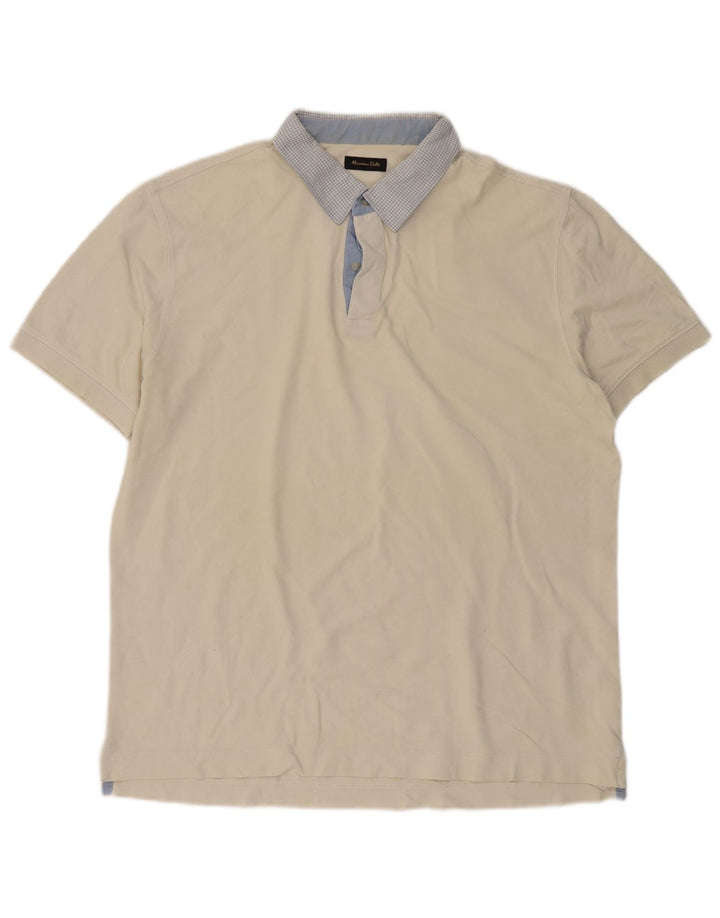 Camisa polo masculina MASSIMO DUTTI grande algodão branco