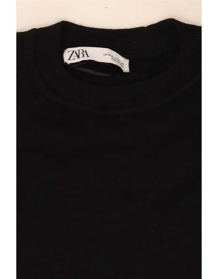 Blusa feminina Zara cropped oversized top UK 14 médio preto