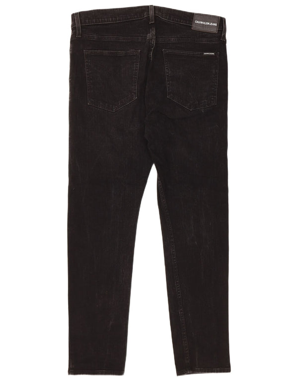 Calvin Klein Mens Jeans Slim W36 L32 Algodão Preto