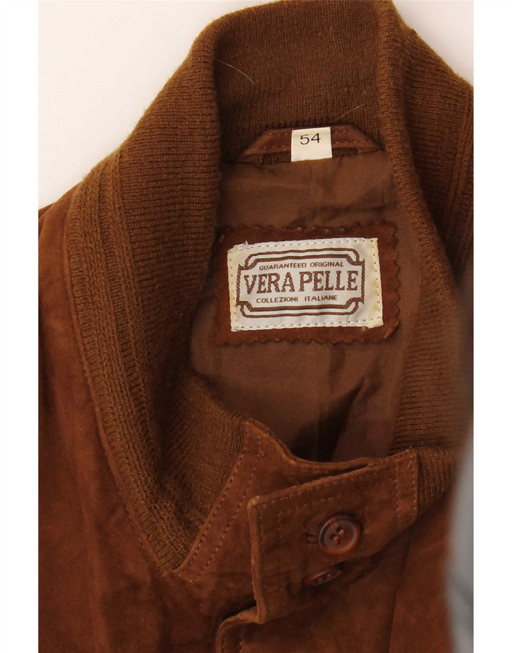 Jaqueta bomber masculina vintage de camurça IT 54 XL algodão marrom