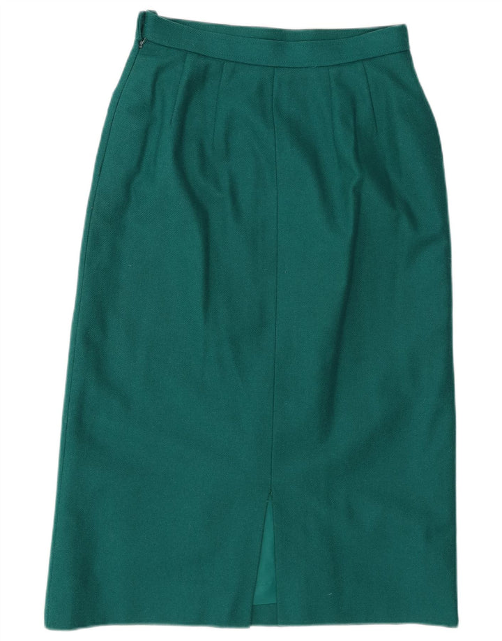 Saia midi feminina Windsmoor Reino Unido 12 médio W27 lã verde