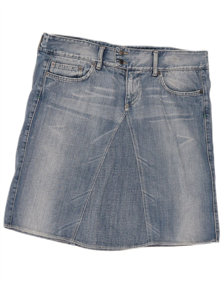 Saia jeans feminina Benetton W32 grande algodão azul