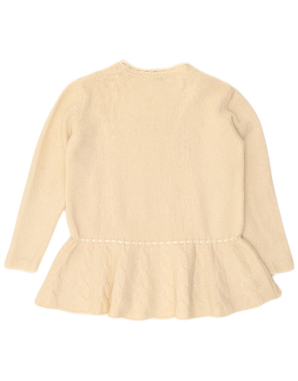 Suéter feminino Benetton com gola canoa UK 14 Médio Off White