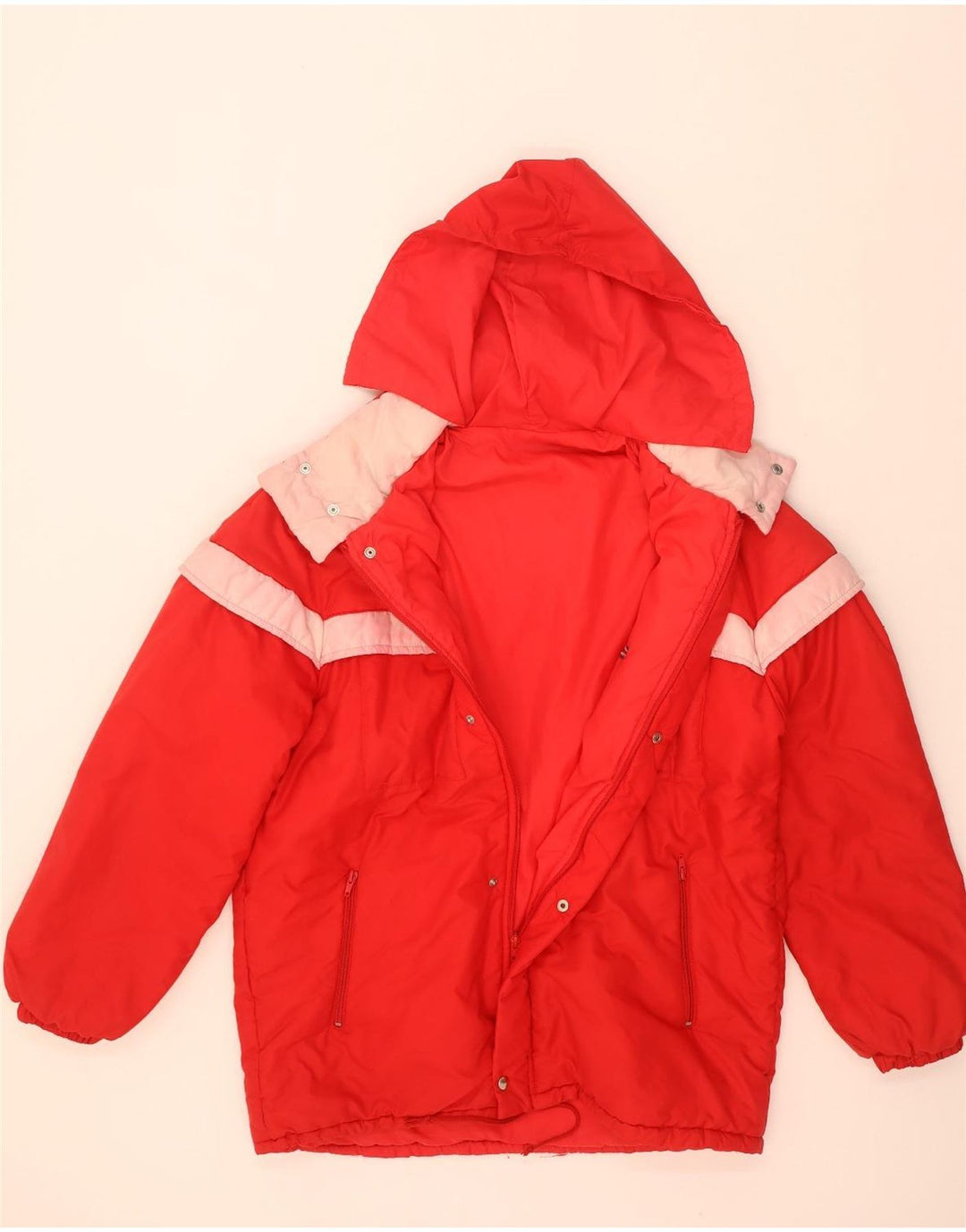 Jaqueta acolchoada com capuz masculina vintage IT 52 XL vermelho Colourblock poliamida