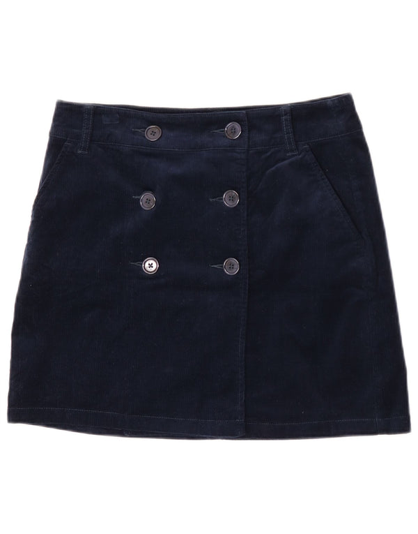 Saia de veludo feminino Crew Clothing UK 10 pequeno W29 algodão azul marinho