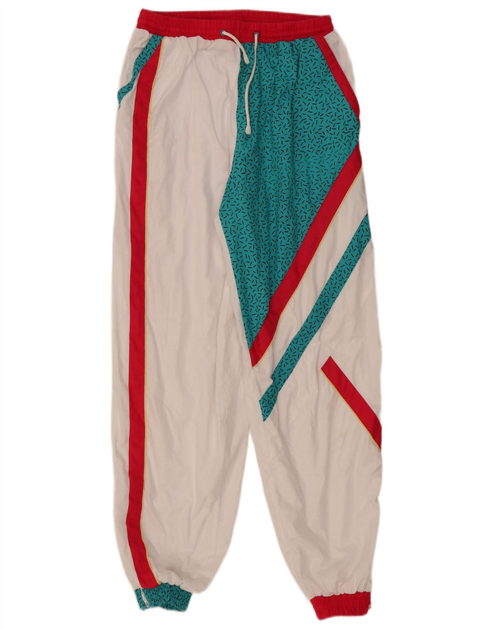 Calça de treino feminina VINTAGE Joggers UK 14 Medium White Colourblock