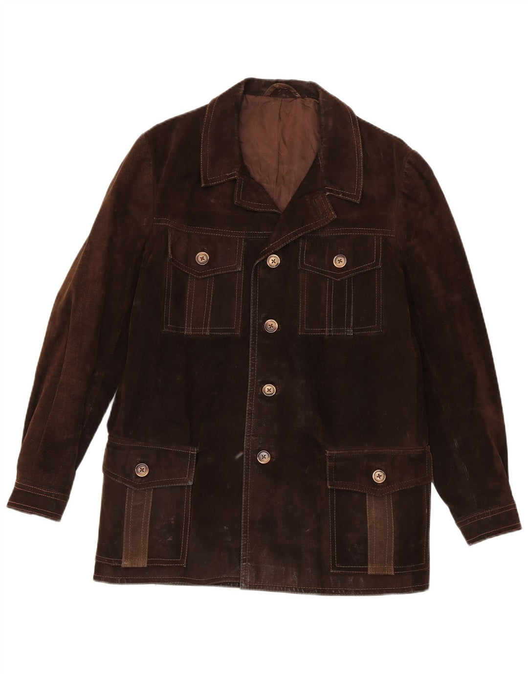 Jaqueta masculina vintage de camurça UK 38 marrom médio