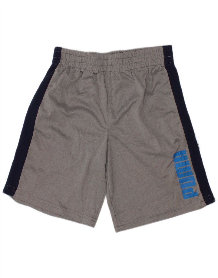 Shorts esportivos gráficos Puma meninos 5-6 anos cinza colorblock poliéster