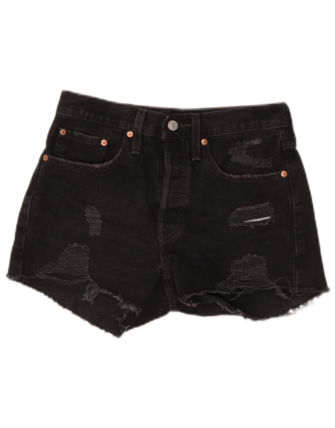 Shorts jeans feminino Levi's 501 desgastado W28 médio preto