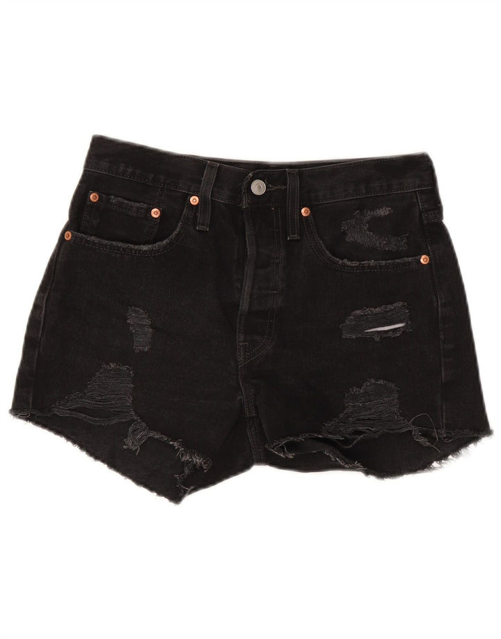 Shorts jeans feminino Levi's 501 desgastado W28 médio preto