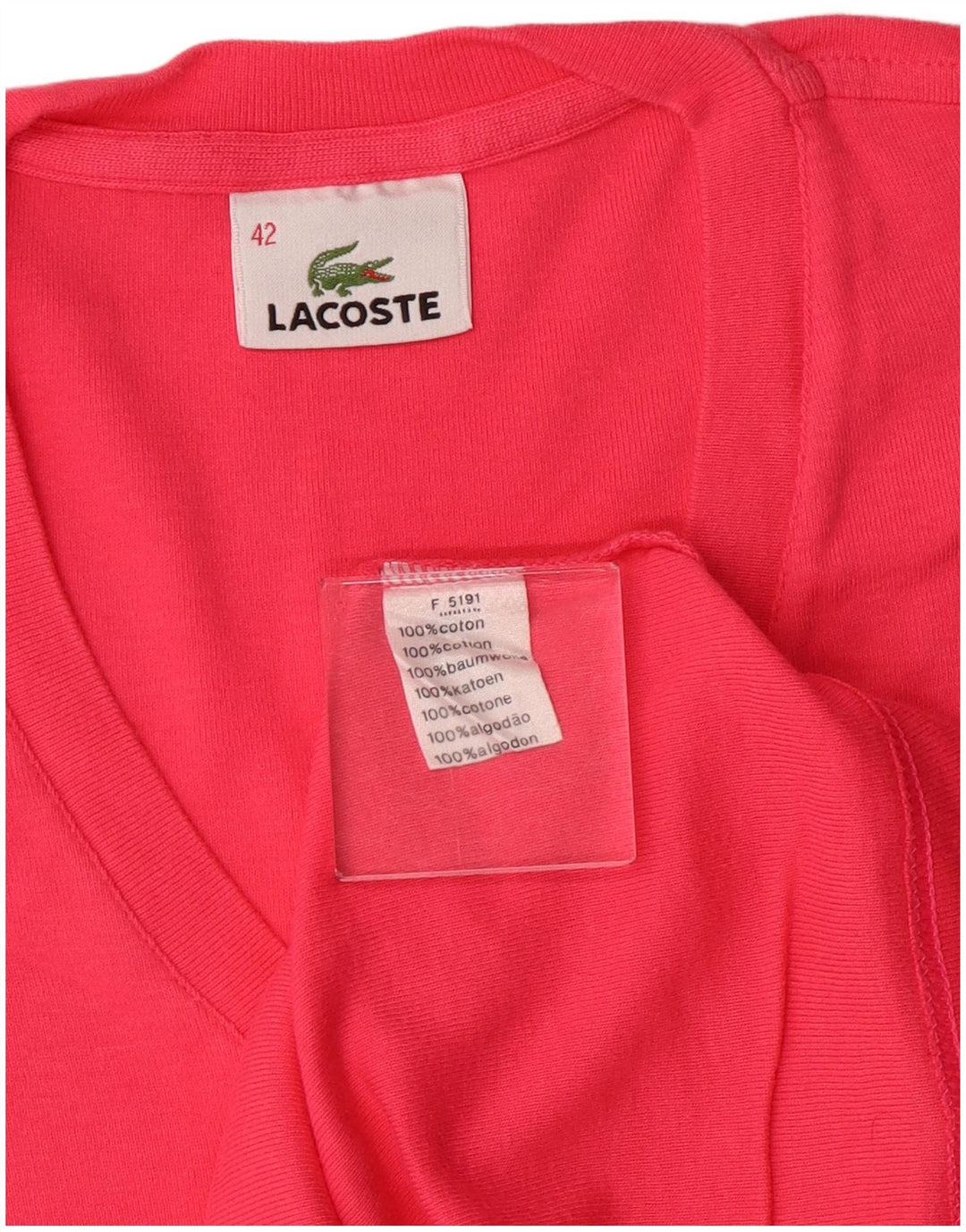 Camiseta feminina LACOSTE tamanho superior 42 grande algodão rosa