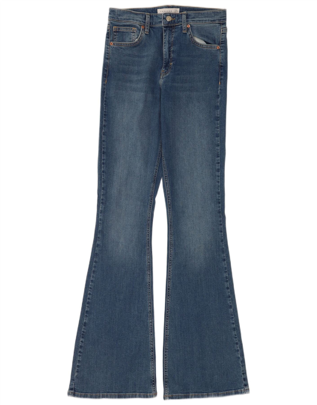 Topshop feminino Jamie Flared Jeans W28 L34 azul algodão