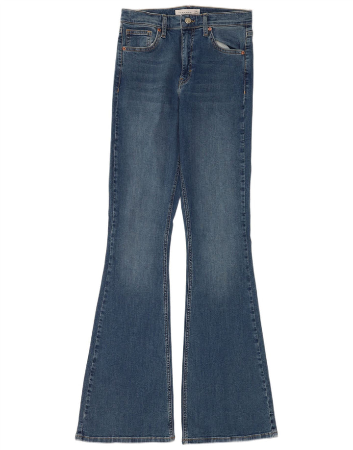 Topshop feminino Jamie Flared Jeans W28 L34 azul algodão