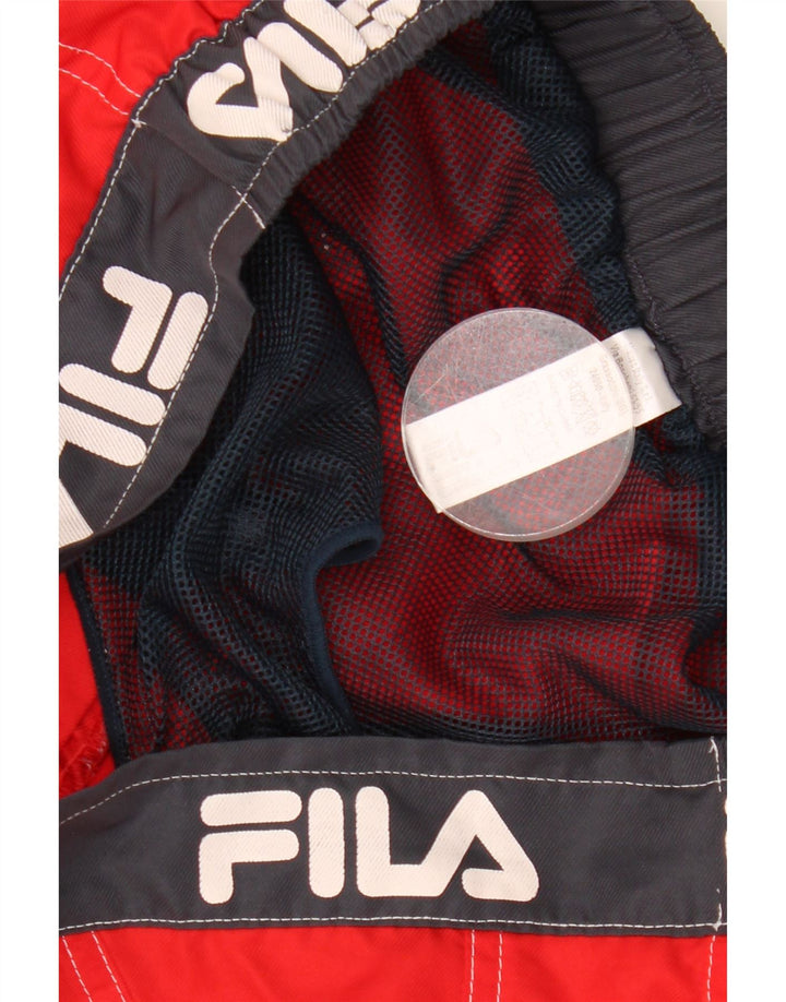 Shorts de natação masculino FILA Graphic grande bloco colorido vermelho