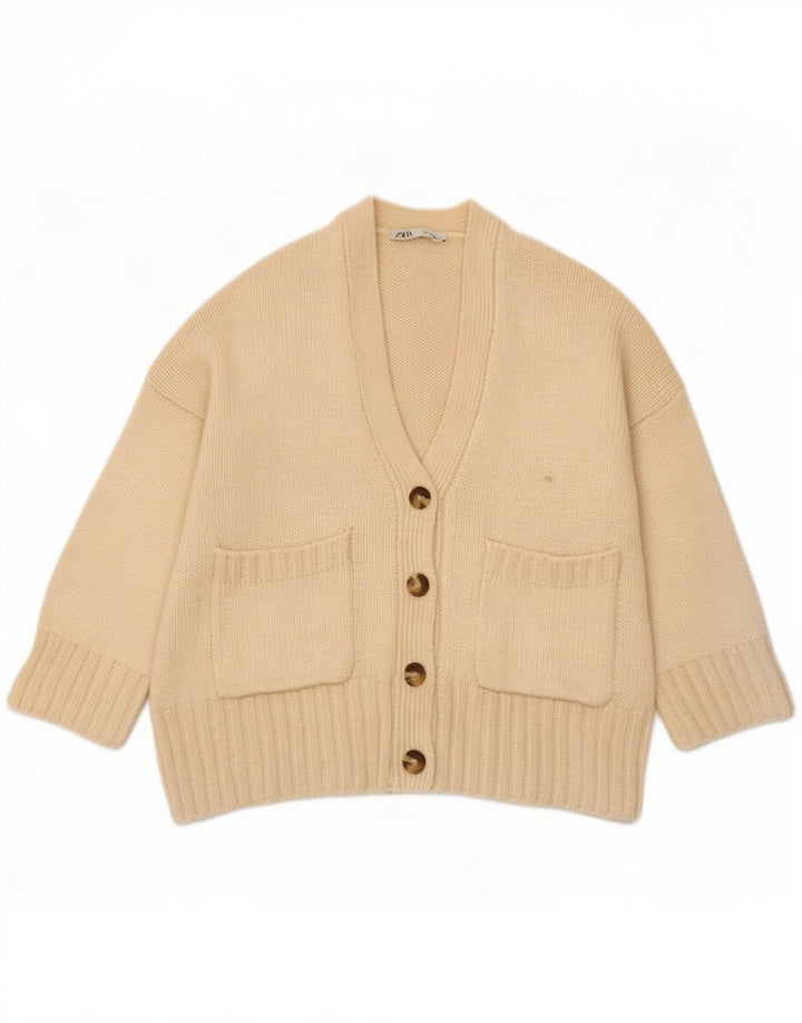 Suéter cardigã oversized Zara feminino UK 10 pequeno off white