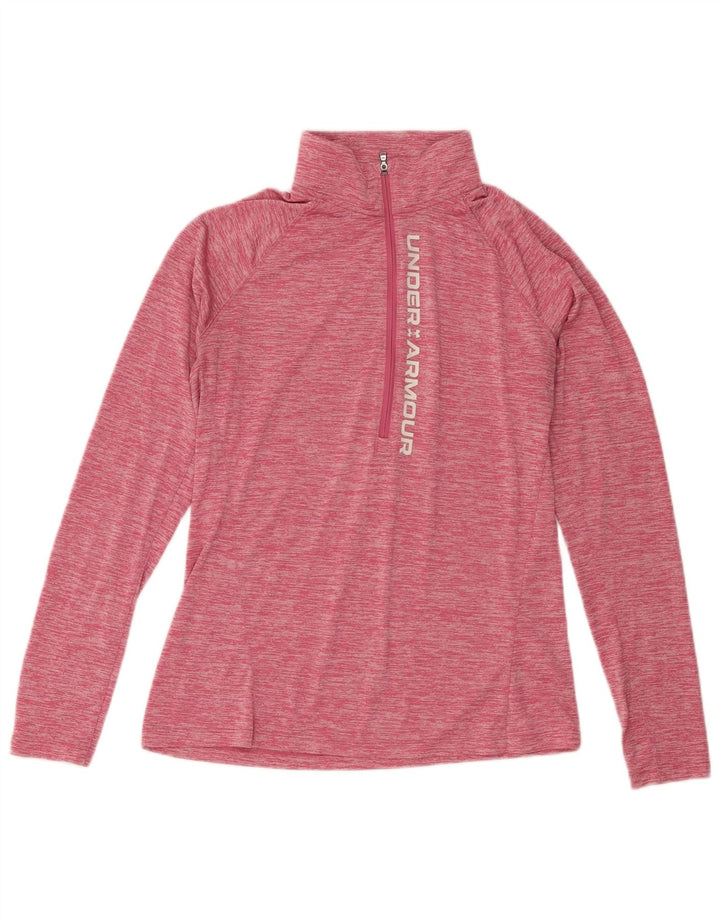 Under Armour feminino gráfico pulôver agasalho top UK 14 grande rosa manchado