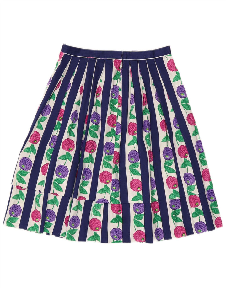 Saia plissada feminina VINTAGE W24 XS azul floral