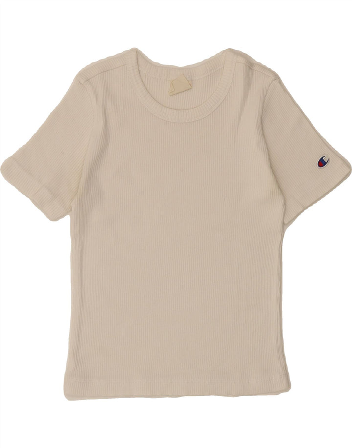 CHAMPION Womens Crop T-Shirt Top UK 12 Medium White Vintage Champion and Second-Hand Champion from Messina Hembry 
