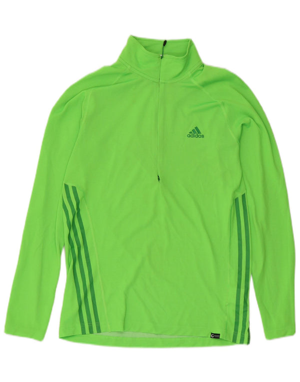 Adidas Mens Zip Neck Pullover Treino Top Reino Unido 40/42 Poliéster Verde Médio