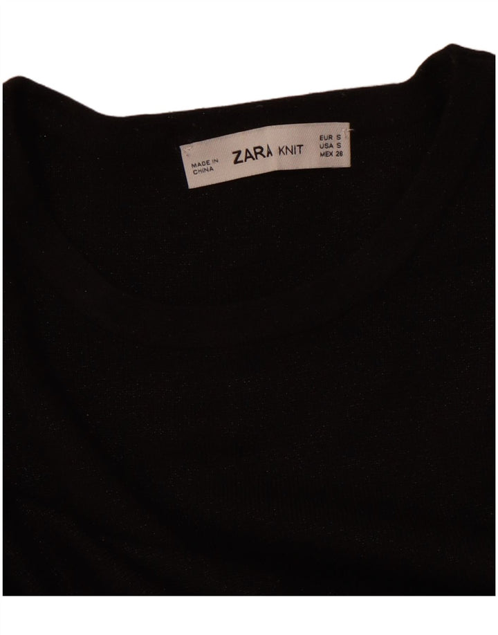 ZARA Vestido feminino manga 3/4 Reino Unido 10 pequeno preto