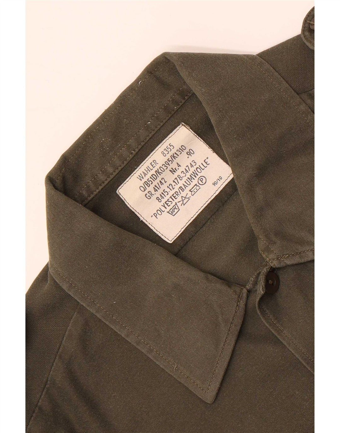 Camisa militar masculina vintage tamanho 41/42 poliéster cáqui grande