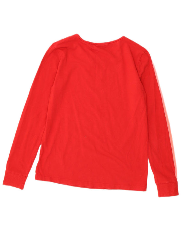 ADIDAS Womens Top Manga Longa UK 10 Pequeno Algodão Vermelho